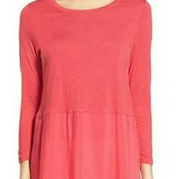 Two by Vince Camuto Women's Mixed Media Crewneck Tunic 3/4 SLV Size S - Picture 3 of 11